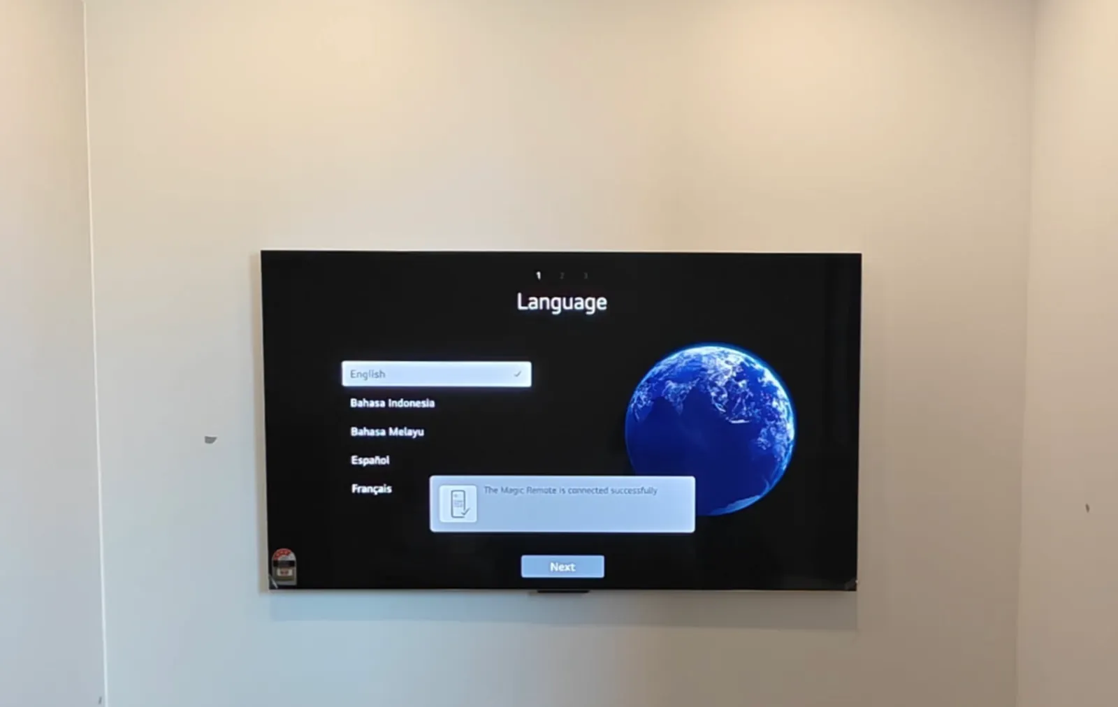 Wall mounted TV in living room